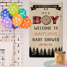 Baby Shower Rustic Forest Plaid Lumberjack Boys