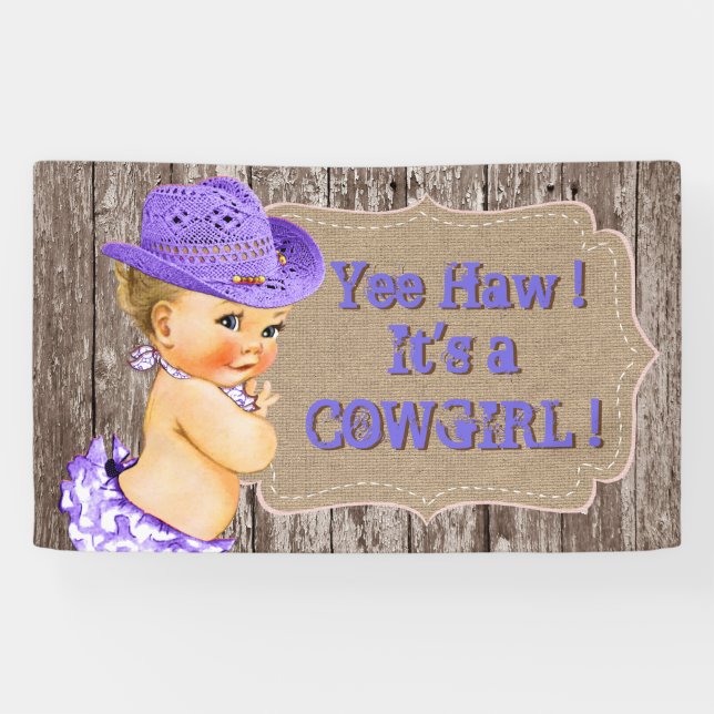 Lona Baby Shower Rustic Purple Cowgirl (Horizontal)