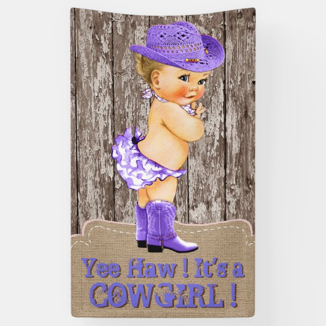 Lona Baby Shower Rustic Purple Cowgirl (Vertical)