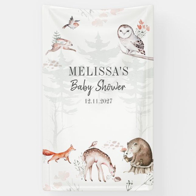 Lona Baby Shower Rustic Woodland Forest Animals (Vertical)