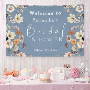 Lona Baby Shower Rústico Boho de Flores Silvestres Peri
