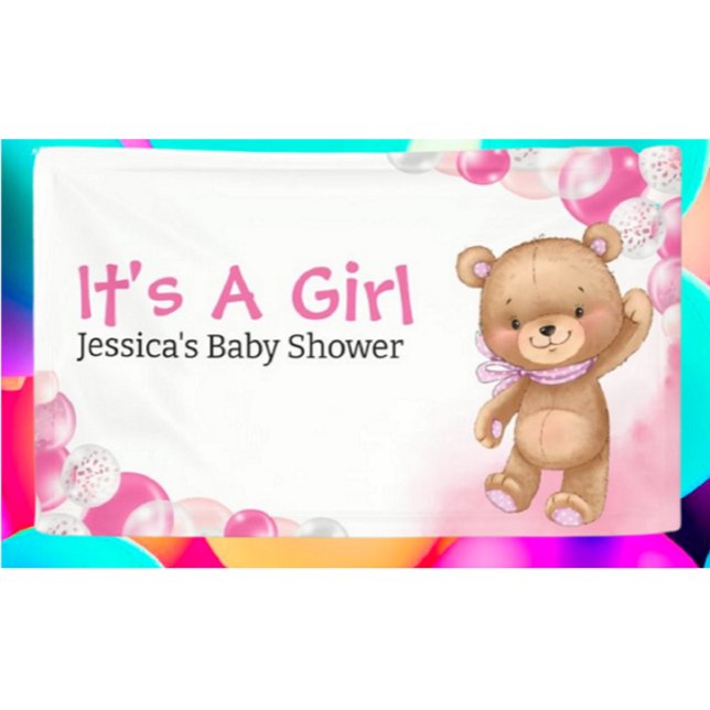 Lona Baby Shower Teddy es un Chica (Baby Shower Gifts Find baby shower gift ideas with Teddy Bear Adventure)