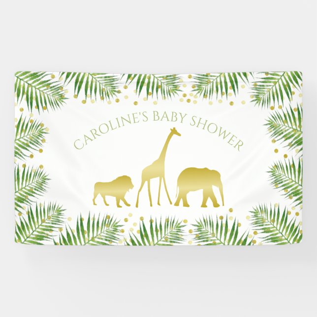Lona Baby Shower tropical de los animales de safari de  (Horizontal)