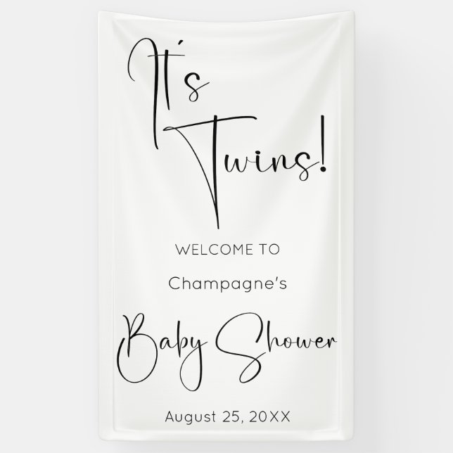 Lona Baby Shower Twins Modern Script (Vertical)