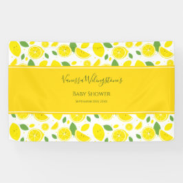 Lona Baby Shower verde blanco amarillo de los lemones s