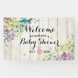 Lona Baby Shower Watercolor Succulent Plants White Wood