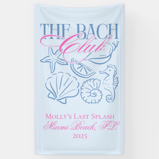 Lona Bachelorette Coastal Rosa y Azul (Vertical)