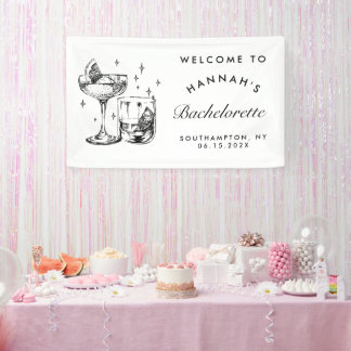Lona Bachelorette de cóctel negro retro moderno