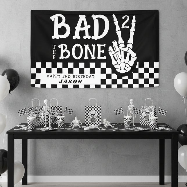 Lona Bad 2 the Bone Skeleton 2nd Birthday Party (Bad 2 the Bone Skeleton 2nd Birthday Party Banner
)