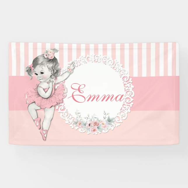 Lona Bailarina Tutú Rosa Raya Rosada Flores (Horizontal)