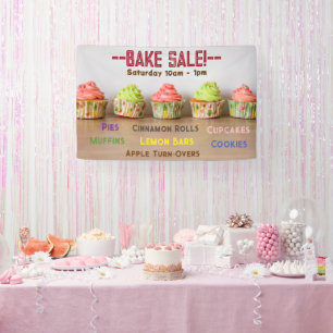 Lona ¡Bake Sale! Personalizar de script de línea de Cup