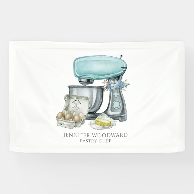 Lona Baker Baking Watercolor Pastry Chef (Horizontal)