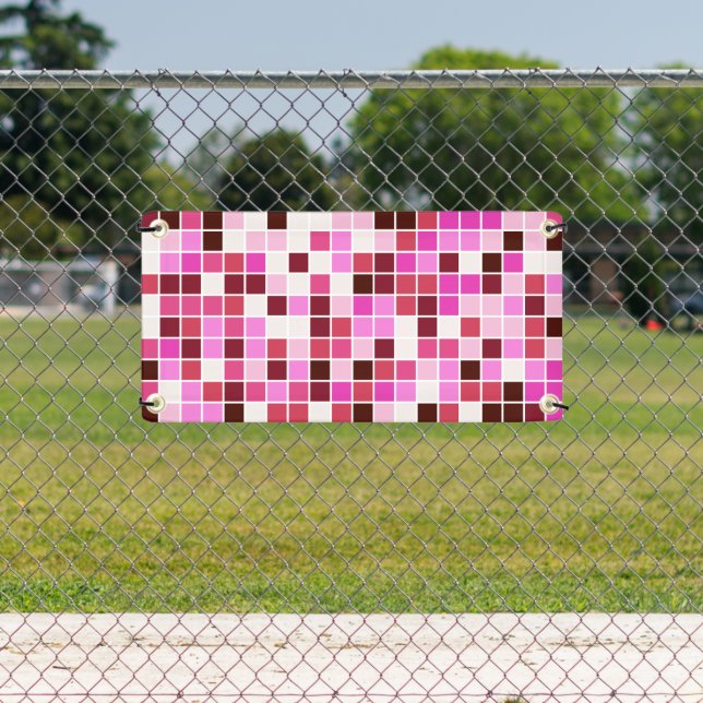 Lona Baldosas de piscina, mosaicos rosados, patrón geom (in situ)