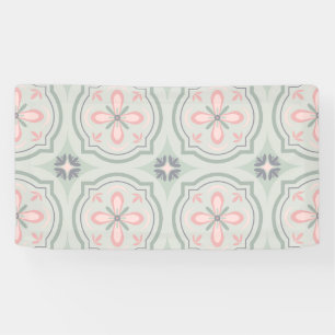Lona Baldosas Florales Verde Pastel
