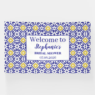 Lona Baldosas portuguesas azul rustico elegante ducha d