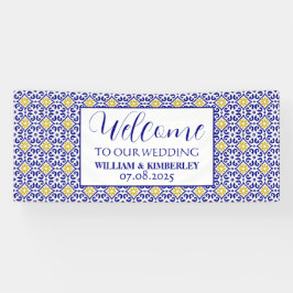 Lona Baldosas portuguesas Blue Rustic Elegant Wedding