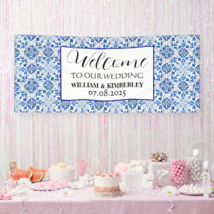 Lona Baldosas portuguesas Blue Rustic Elegant Wedding