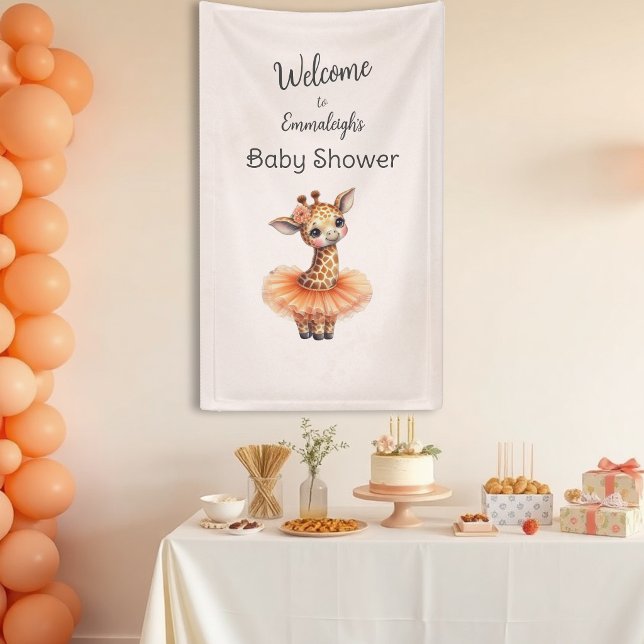 Lona Ballerina Baby Shower Vertical Giraffe Welcome (Subido por el creador)
