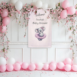 Lona Ballerina Baby Shower Vertical Koala Bienvenida