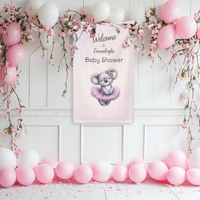 Lona Ballerina Baby Shower Vertical Koala Bienvenida (Subido por el creador)