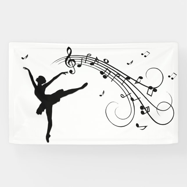 Lona Ballerina Dancing with Music Notes (Horizontal)
