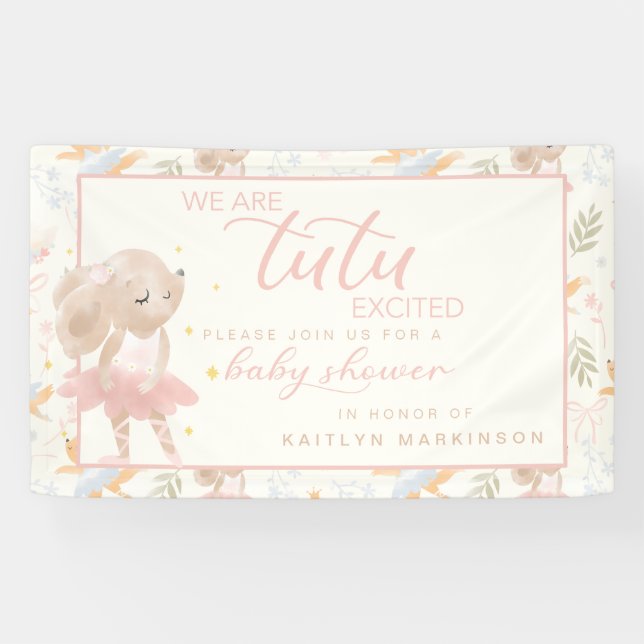 Lona Ballerina Mouse Tutu Emocionado Baby Shower (Horizontal)