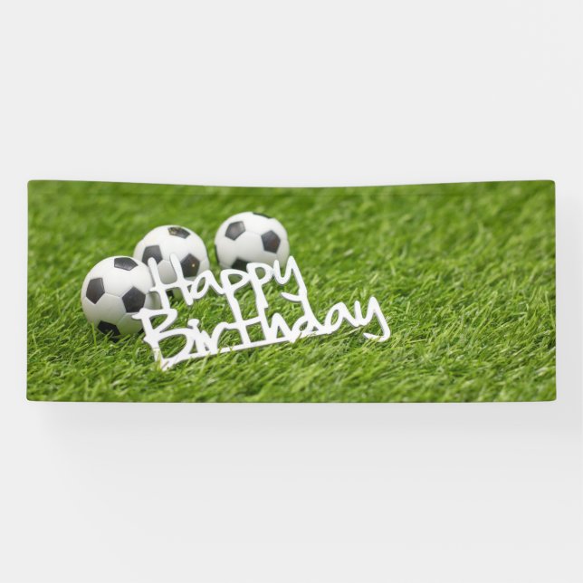 Lona Balón de fútbol con palabra de cumpleaños feliz so (Horizontal)