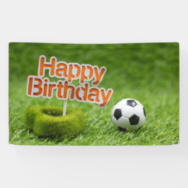 Lona Balón de fútbol con Rótulo de cumpleaños feliz en