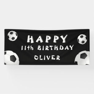Lona Balón de Fútbol Negro Fiesta de Cumpleaños Deporte