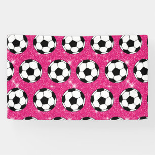 Lona Balón de Fútbol Rosa Escarcha Brillantes Jugador D