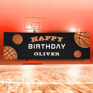 Lona Baloncesto Ball Black Sports Birday Party