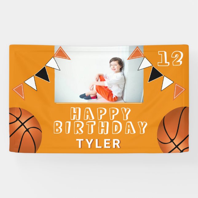Lona Baloncesto Bolas Flags Kids Photo Birday (Horizontal)