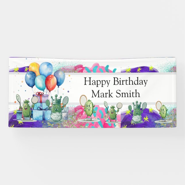 Lona Baloncesto con tema de cumpleaños (Horizontal)