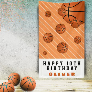 Lona Balones de Baloncesto Naranja Fiesta de Cumpleaños