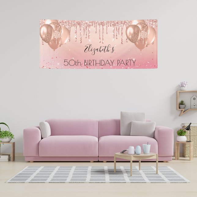 Lona Balones purpurinas de oro rosa rosado de la fiesta (Subido por el creador)