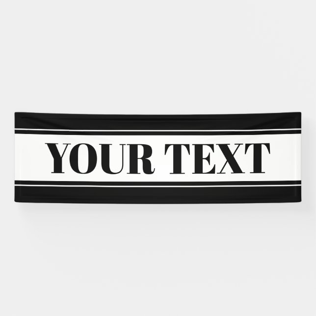 Lona Banda de texto de Personalizado blanco y negro (Horizontal)