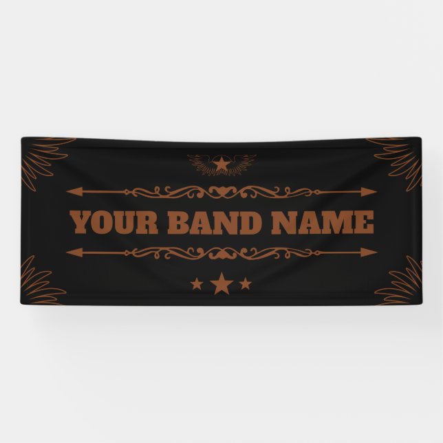 Lona Banda personalizado Merch Country Western Music Ro (Horizontal)