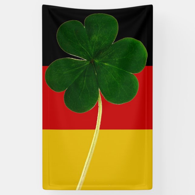 Lona Bandera alemana irlandesa Shamrock Clover St. Patr (Vertical)