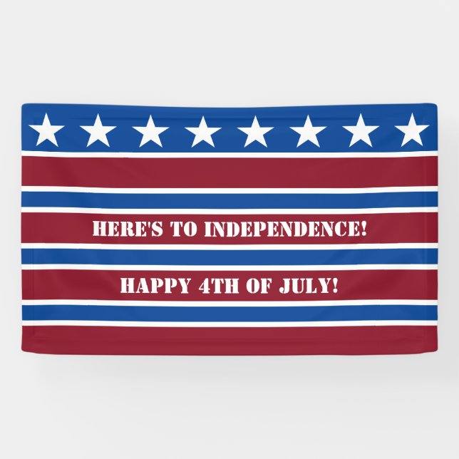 Lona Bandera Americana Feliz Día De La Independencia El (Horizontal)