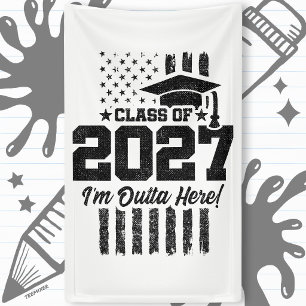 Lona Bandera Americana Graduación Clase Superior 2027