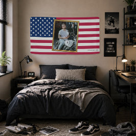 Lona Bandera Americana Personalizada con tu Foto, Decor
