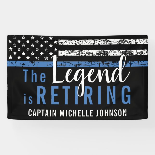 Lona Bandera Americana Thin Blue Line de Jubilación de  (Horizontal)