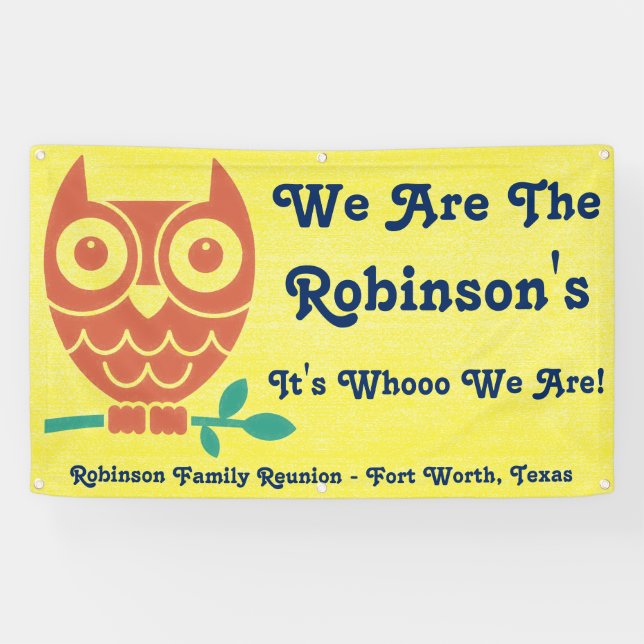 Lona Bandera amistosa del búho de la familia (Horizontal)