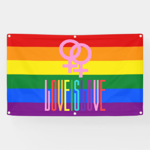 Lona Bandera arcoiris Orgullo lesbiano El amor LGBT es