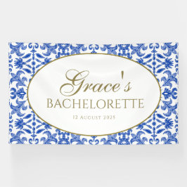 Lona Bandera blanca y azul mediterránea estilo vintage