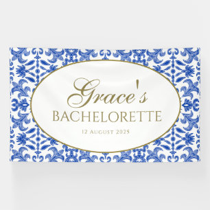 Lona Bandera blanca y azul mediterránea estilo vintage