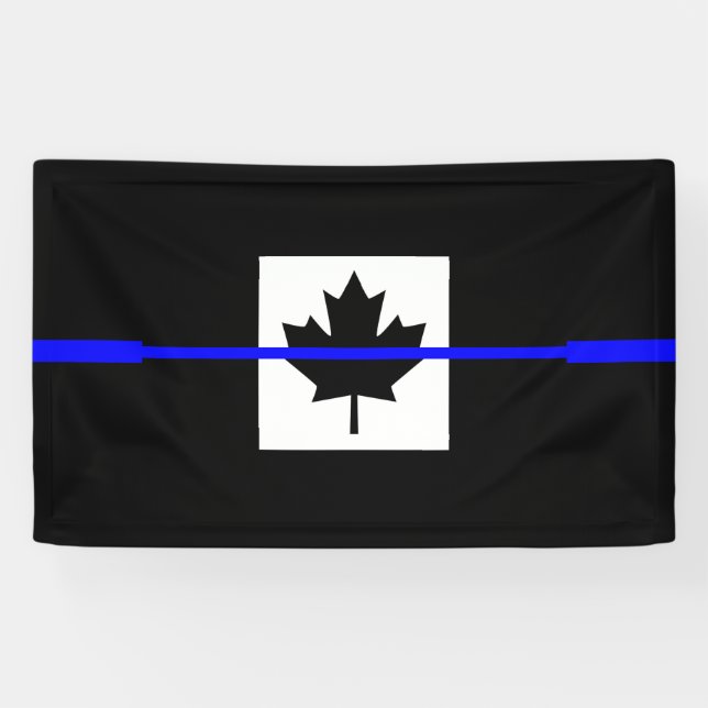 Lona Bandera canadiense de delgada línea azul (Horizontal)