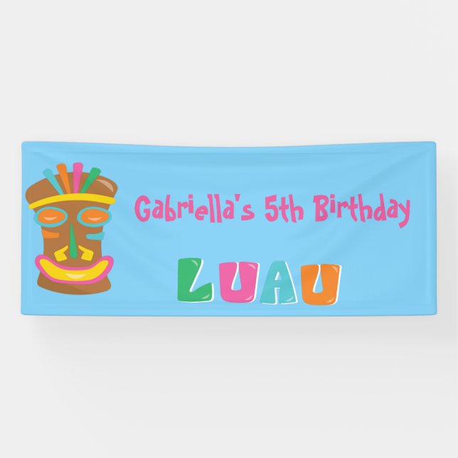 Lona Bandera colorida de Tiki del fiesta de Luau (Horizontal)