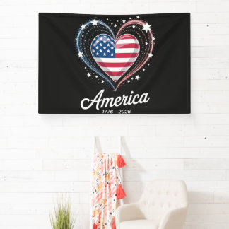Lona Bandera Corazón 1776 2026 4 de julio Cumpleaños 25