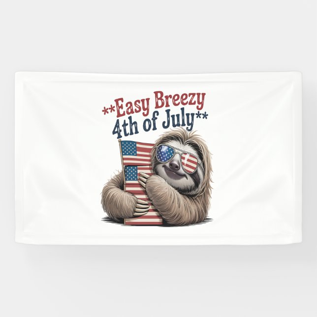 Lona Bandera de abrazo eslovaco 4 de julio (Horizontal)